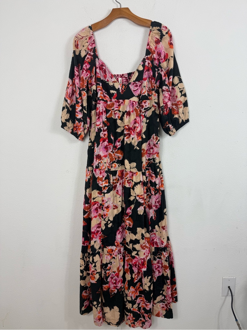 Anthropologie Blossom Maxi Dress Puff Sleeve V Neck Black Garden Party Small - Picture 3 of 10